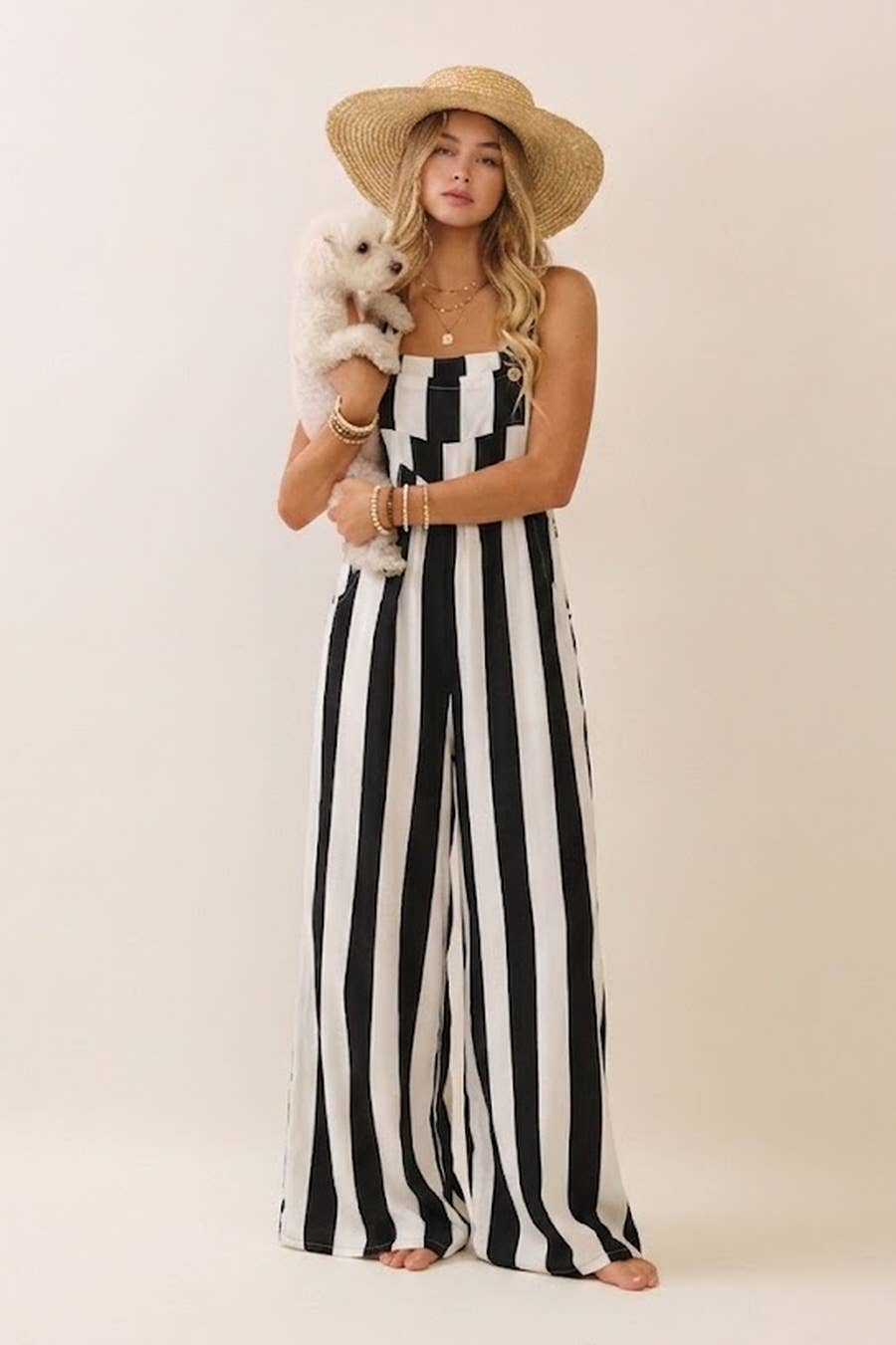 Black Striped Jumpsuit - CN
