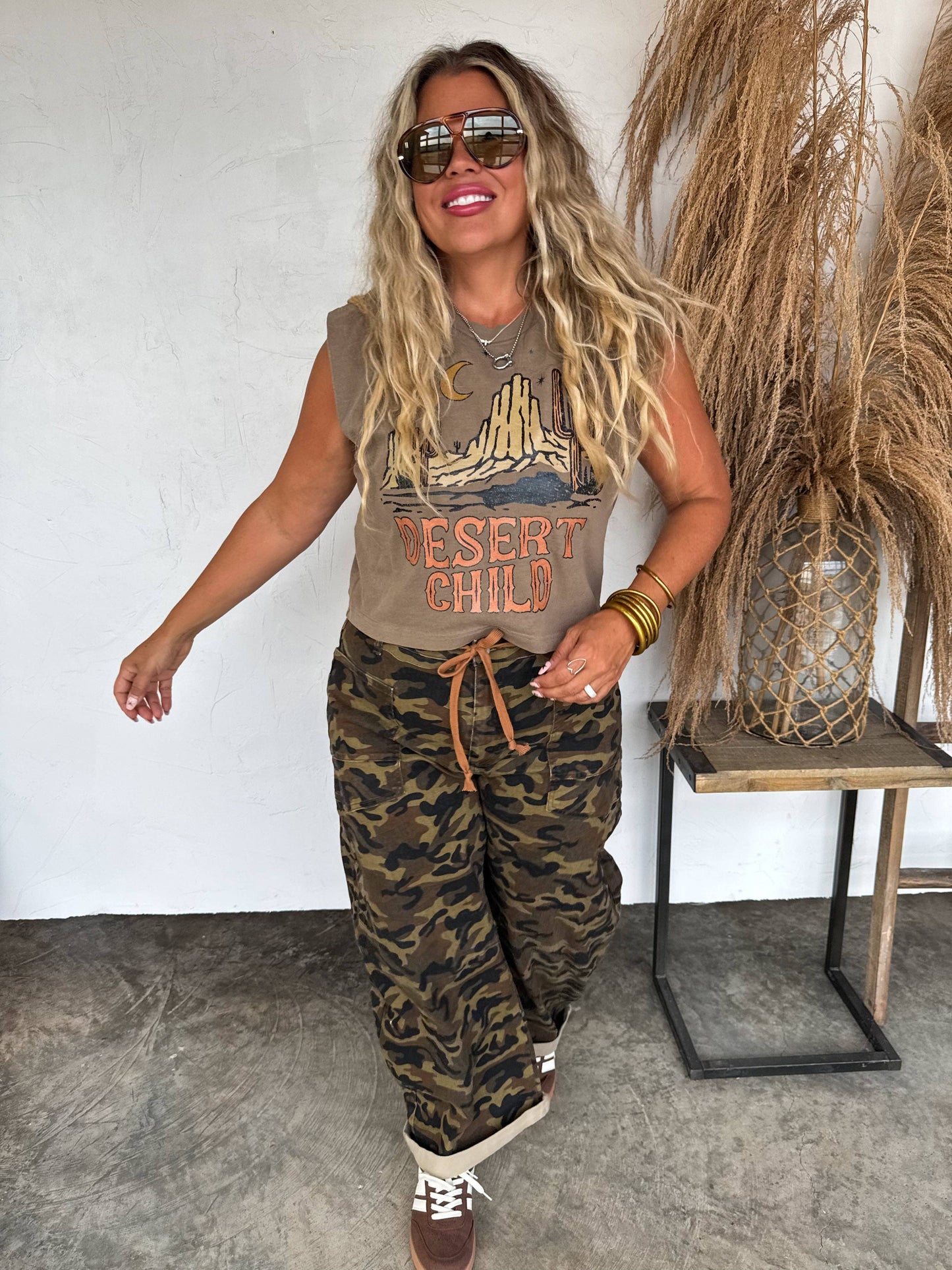 BROGAN CAMO BARREL JEANS: 2X