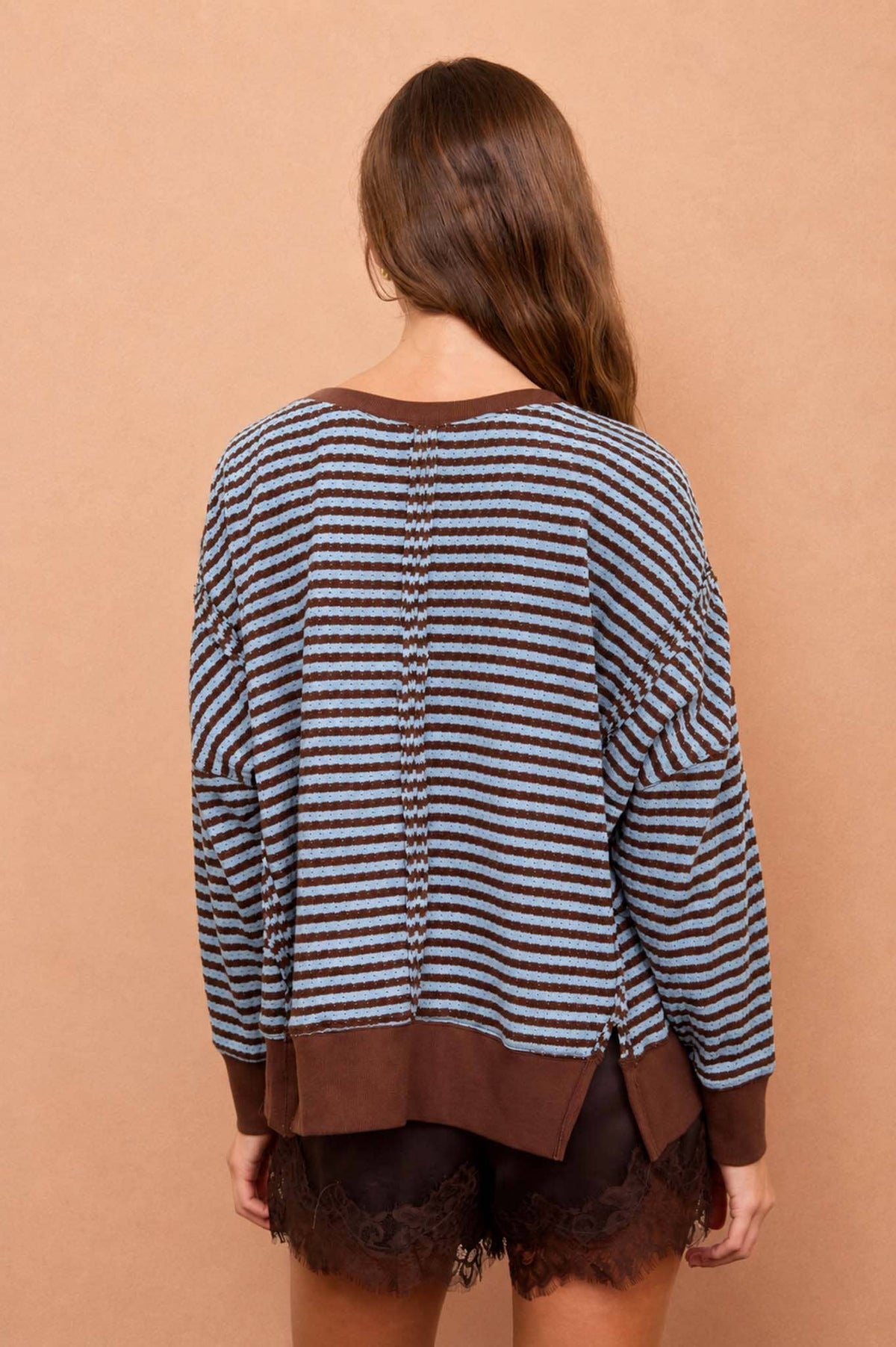 Black striped Raw Hem