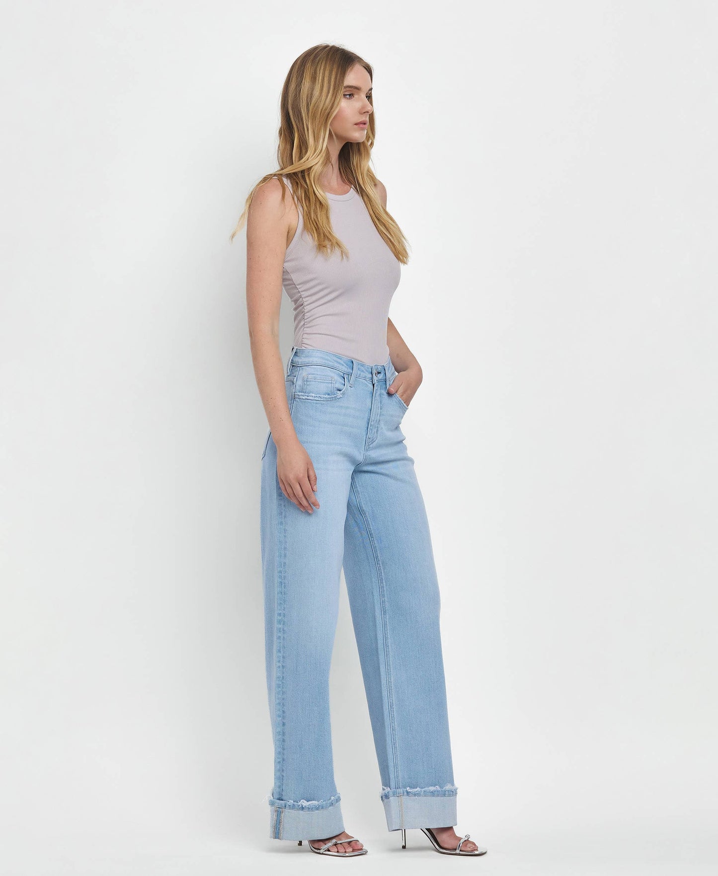 Cuffed Baggy Jeans - CN