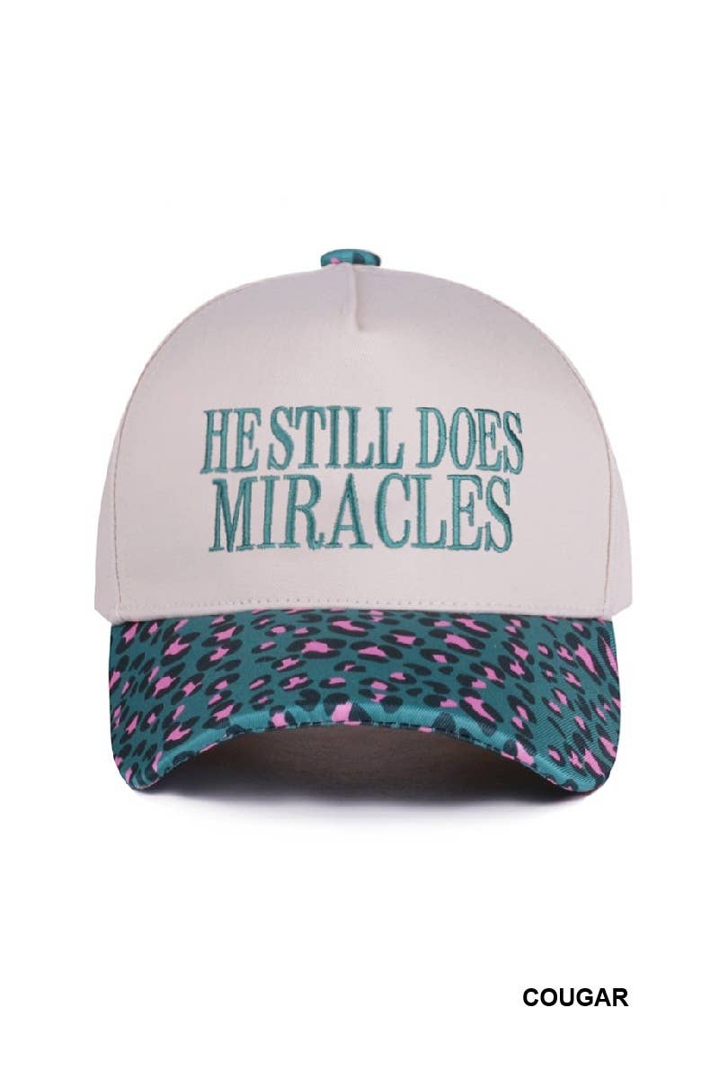He Still Does Miracles Two Tone Canvas Cotton Cap: LEOPARD / 1(ONE SIZE)