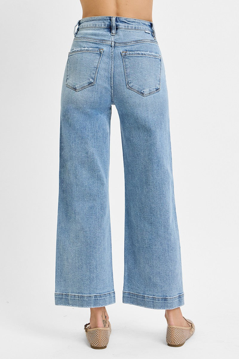 Risen Crop Seam Jeans - CN