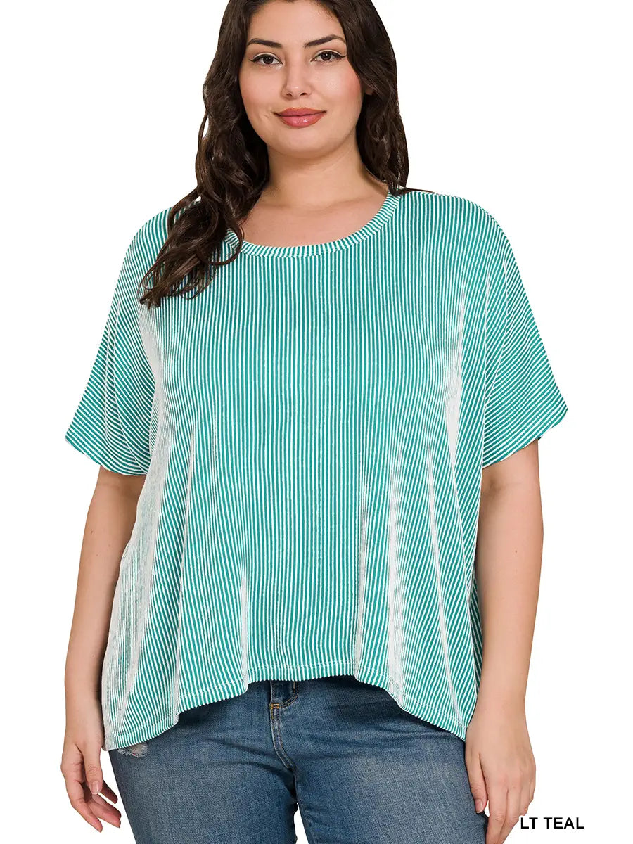 Teal Ribbed Top - CN